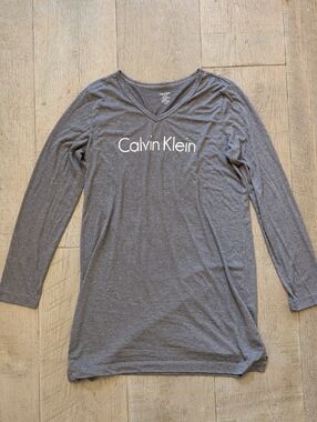 Calvin Klein Dark Gray V-Neck Sleepwear Dress